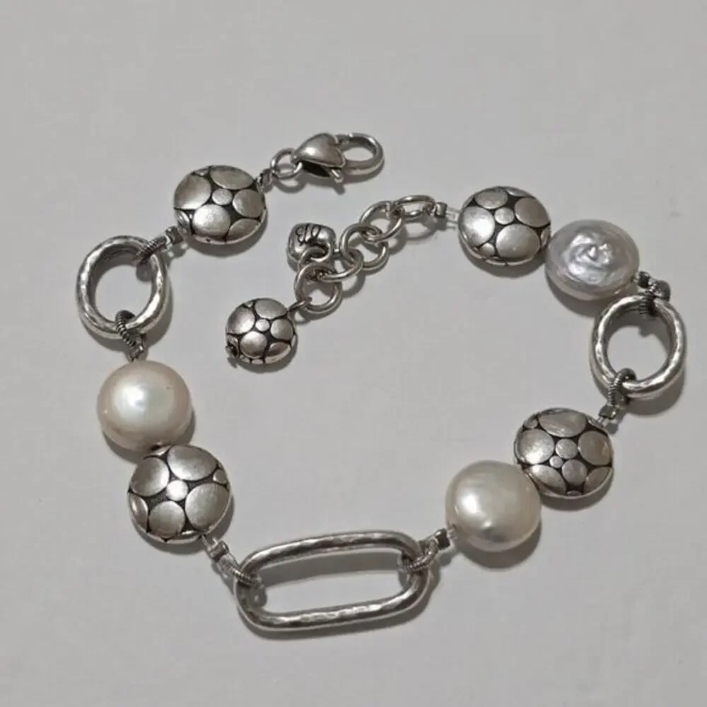 Brighton Mother of‎ Pearl MOP AND Silver Pl Link Bracelet